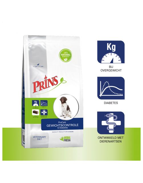 Prins Procare Dieet Gewichtscontrole&Diabetes - Hondenvoer - Gevogelte 15 kg