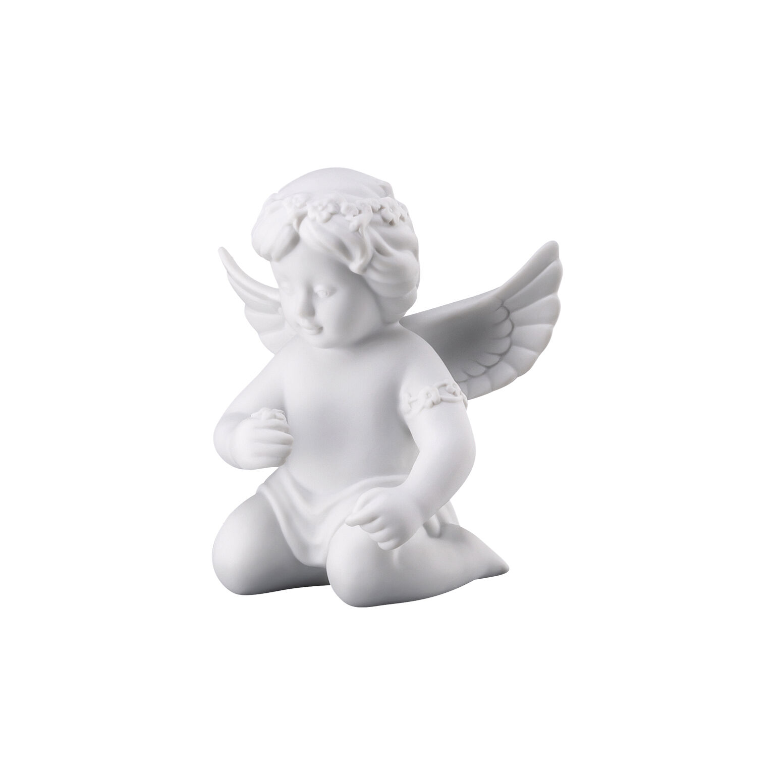 Angels Weiss matt Engel mit Blumenkranz