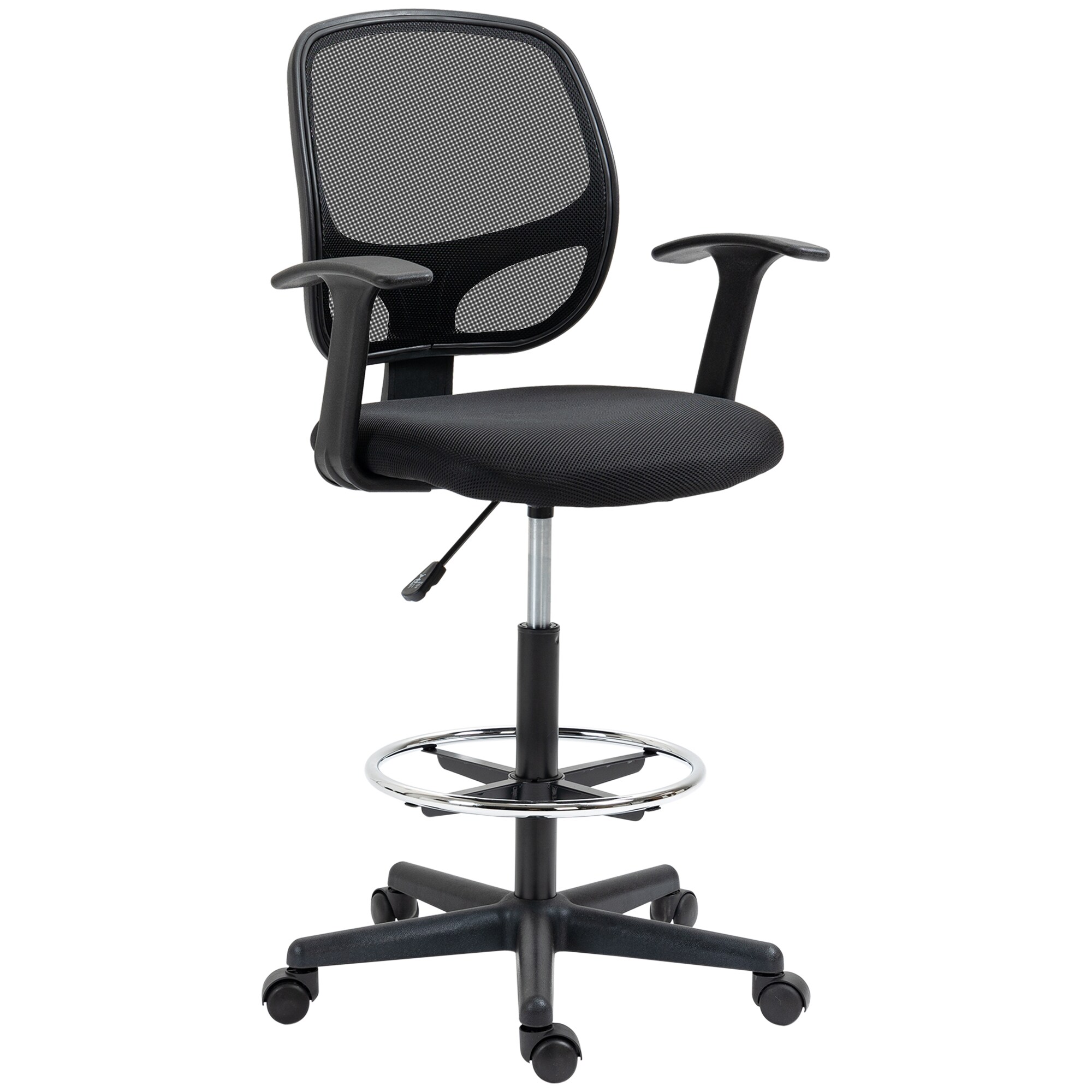 Vinsetto Bürostuhl mit Fußring schwarz 60L x 56B x 132H cm