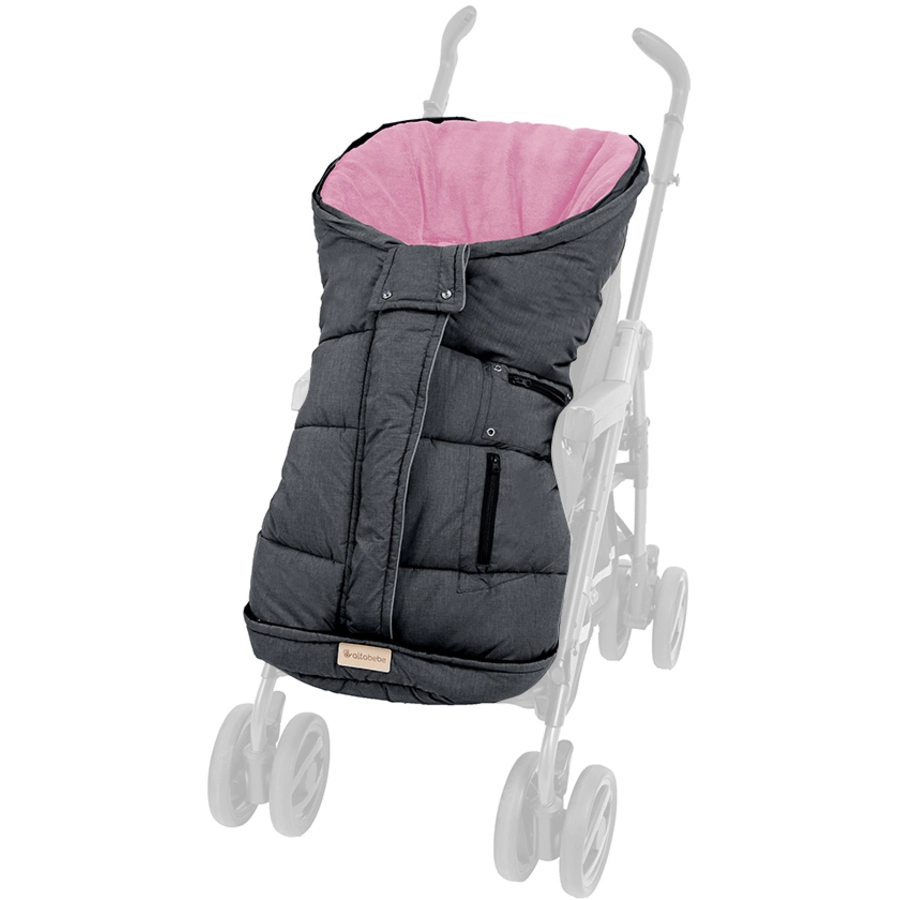 Altabebe Winterfußsack mit 3M Füllung dunkelgrau rosa