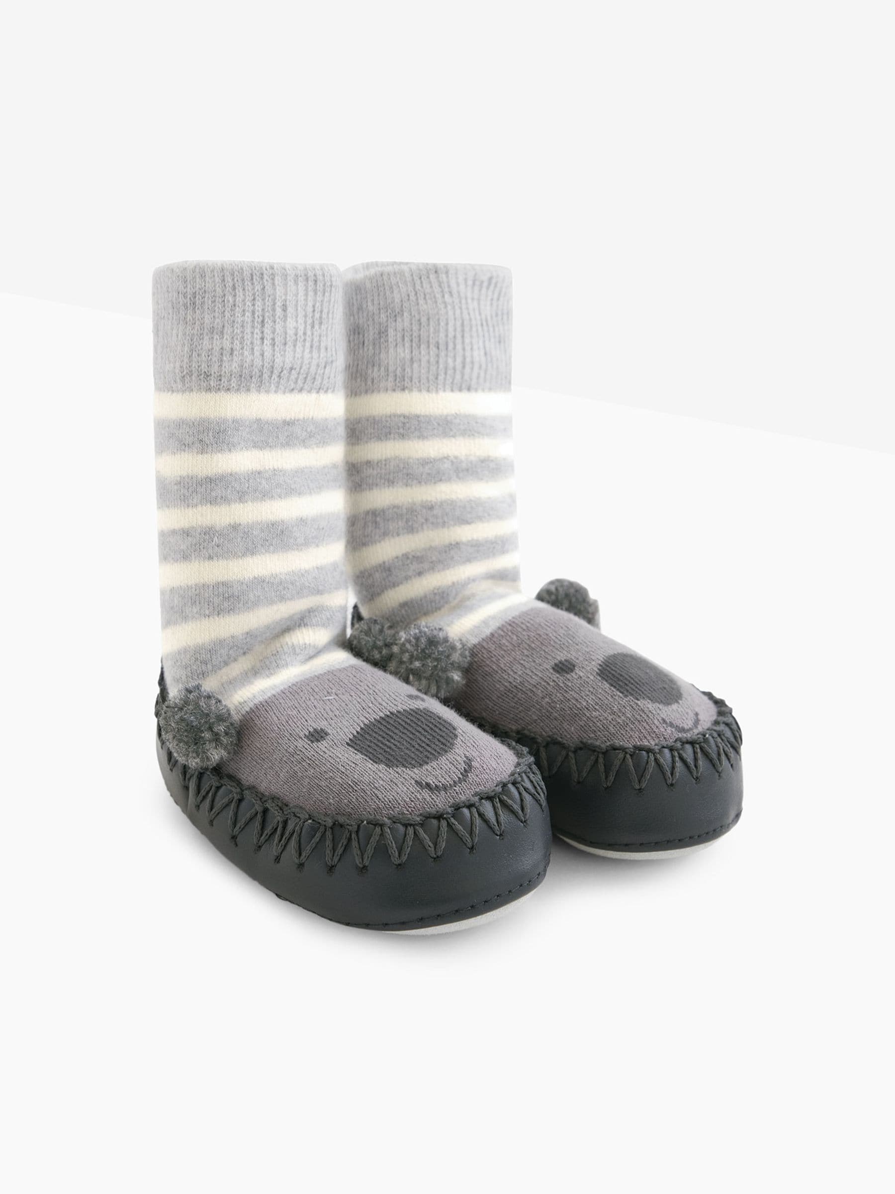 Grijs - Jojo Maman Bébé moccasin pantoffelsokken