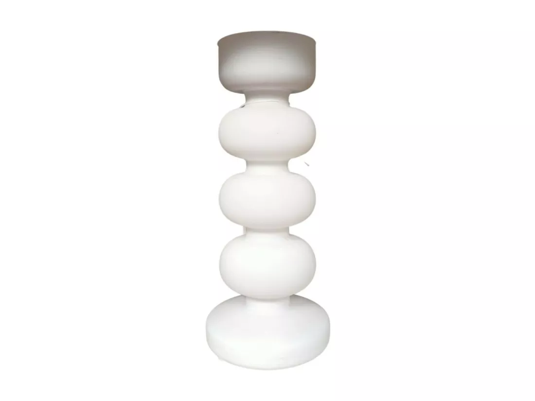 Bougeoir en verre blanc 8 x 20 cm