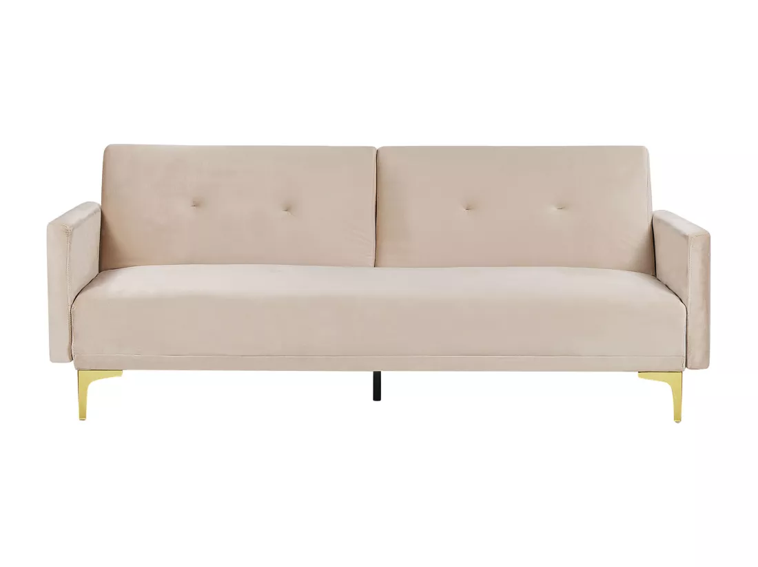 Canapé convertible 3 places en velours beige LUCAN
