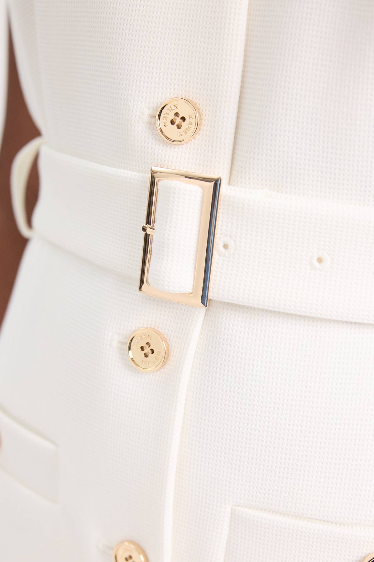 KarenMillen Robe Mini Moulante Texturée À Col Montant Avec Ceinture
