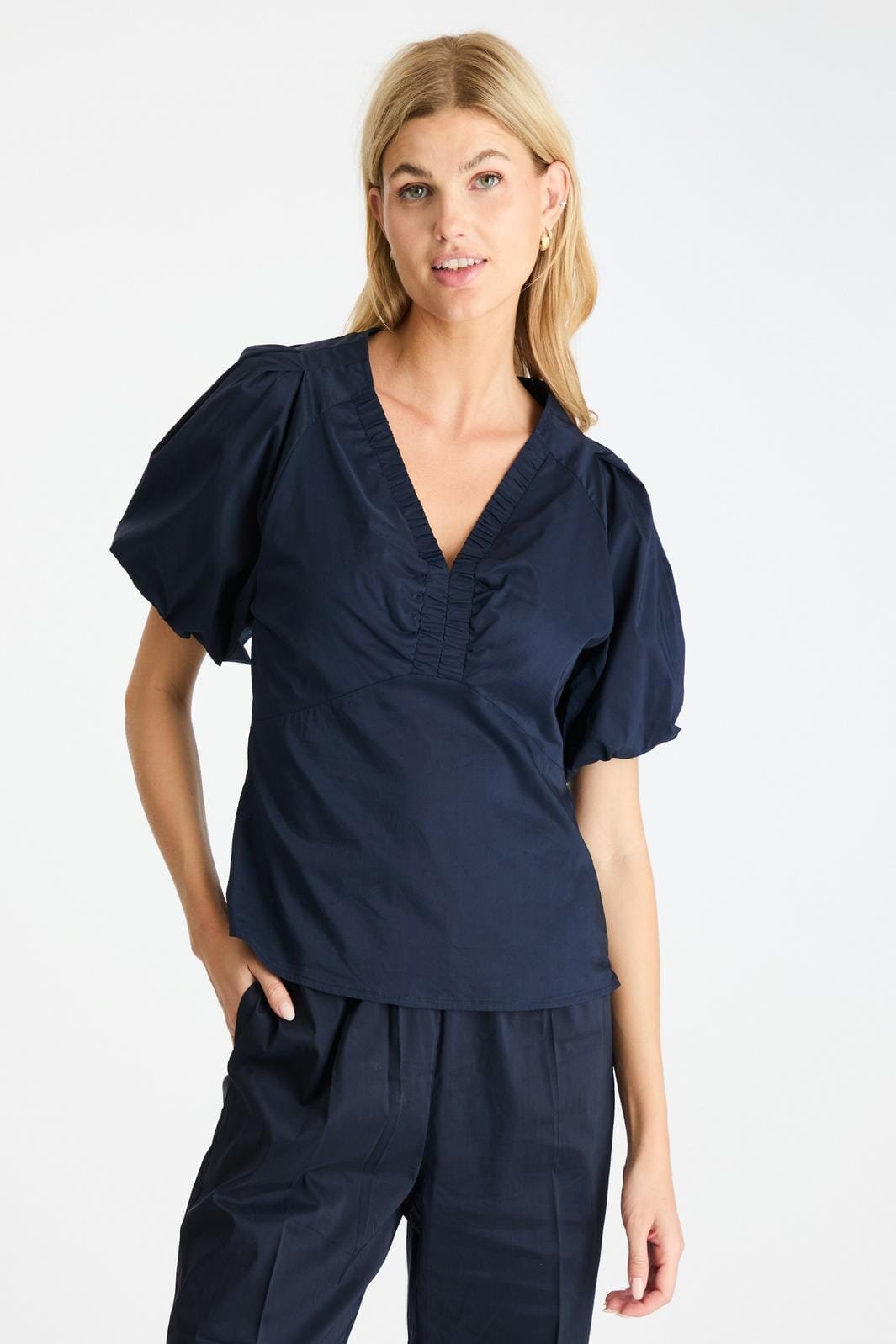 Neo Noir Irina Poplin Blouse navy