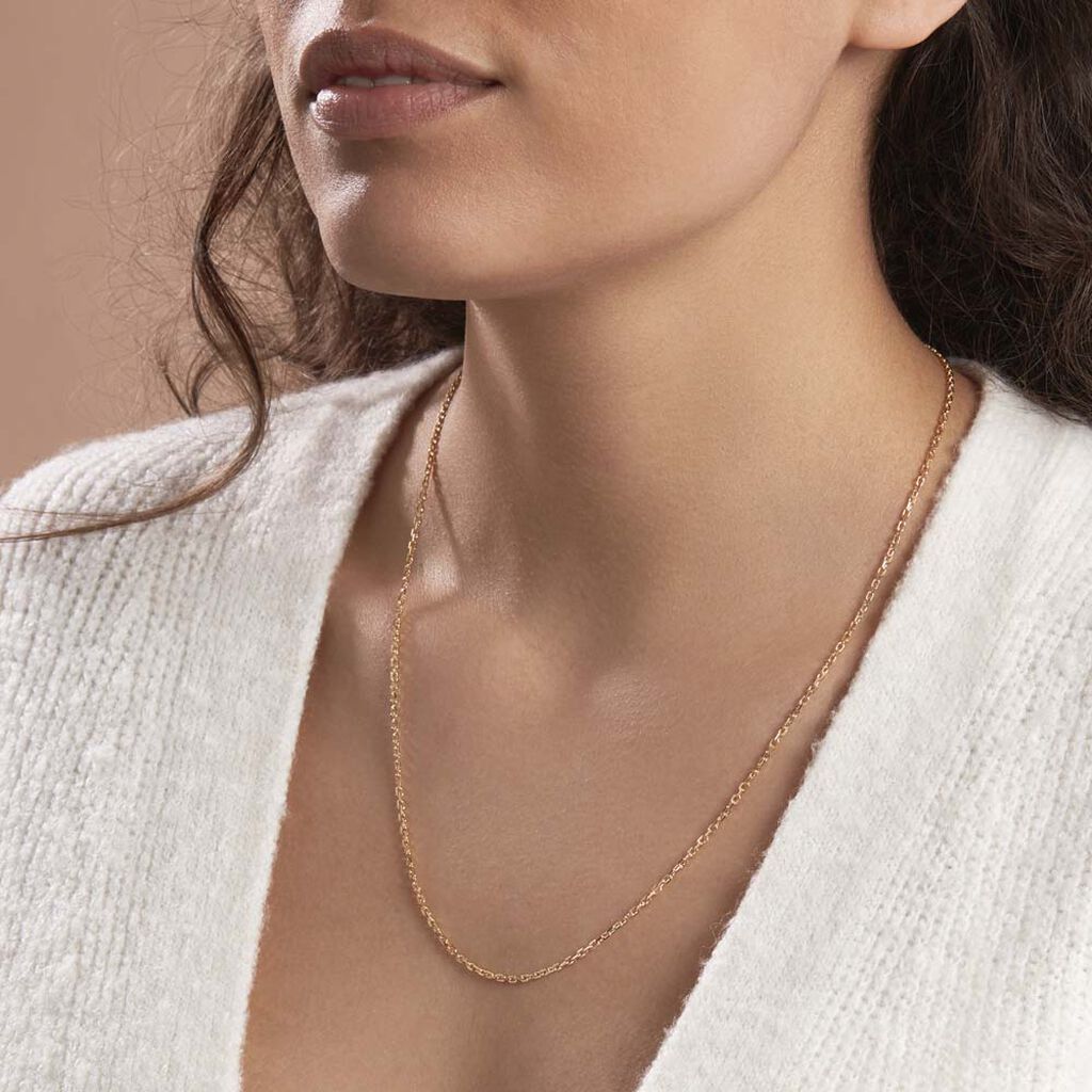 Chaîne Faneliaae Maille Forçat Diamantée Or Jaune