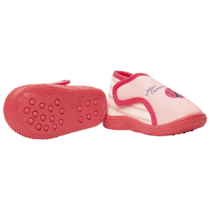Chaussons forme bottillons print coccinelle à scratch pour bébé fille - Multicolore