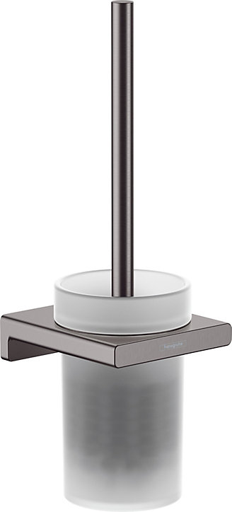 Porte-brosse WC mural noir chromé brossé Hansgrohe