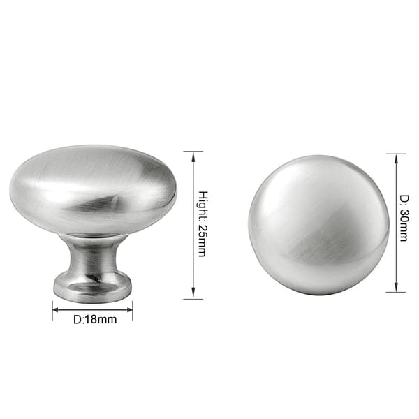 Knotter til dører og skuffer - 30mm 10-pak Matt Rustfritt stål