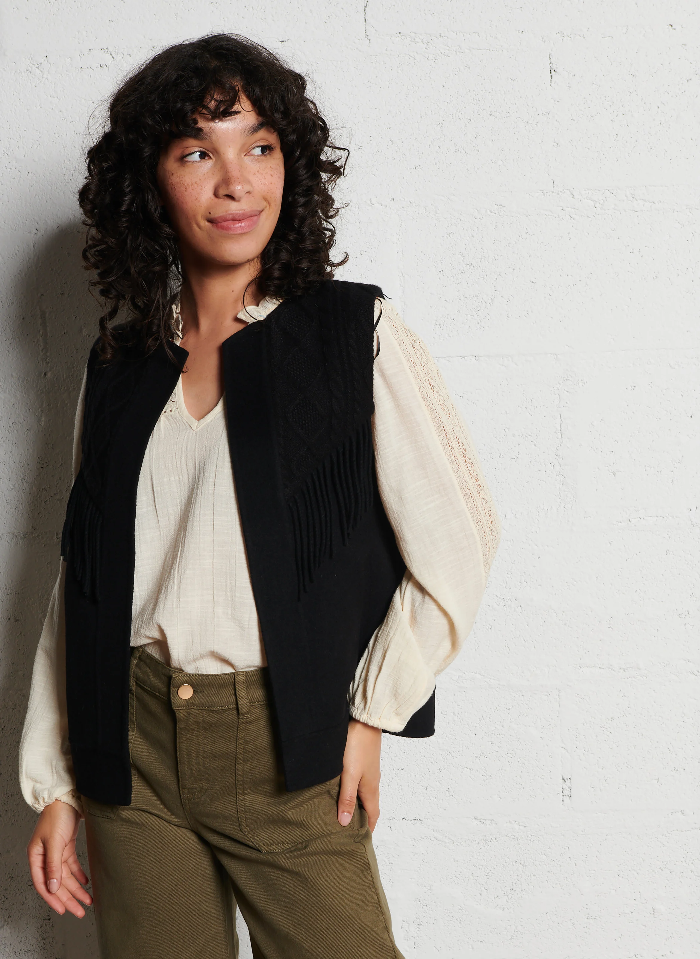 STAN - Veste sans manches en laine mélangée | Noir