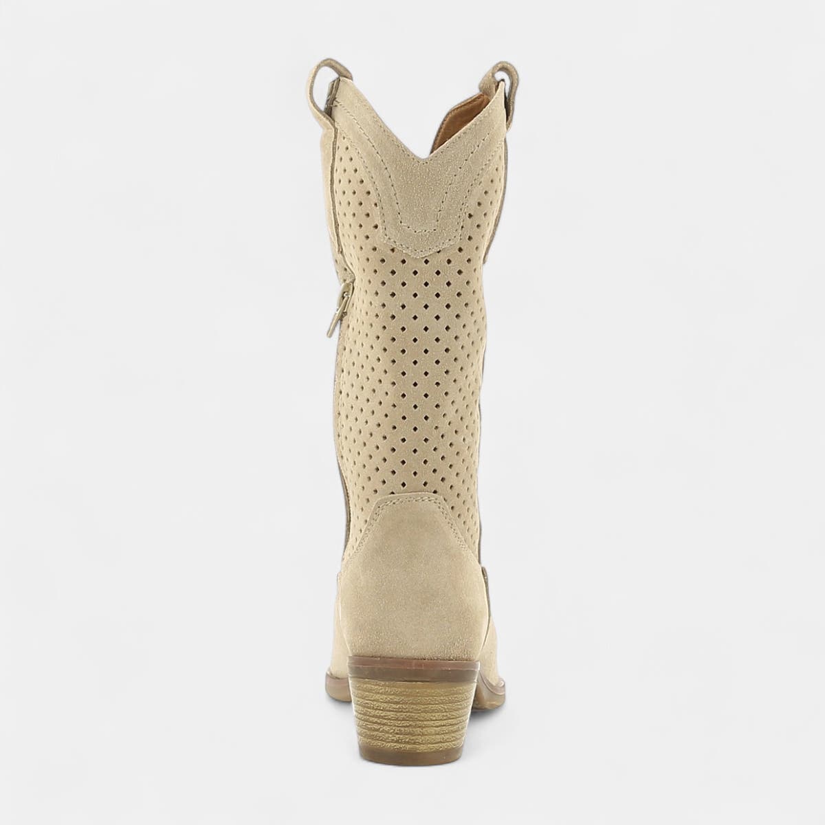 Bottes à talon Femme en cuir taupe