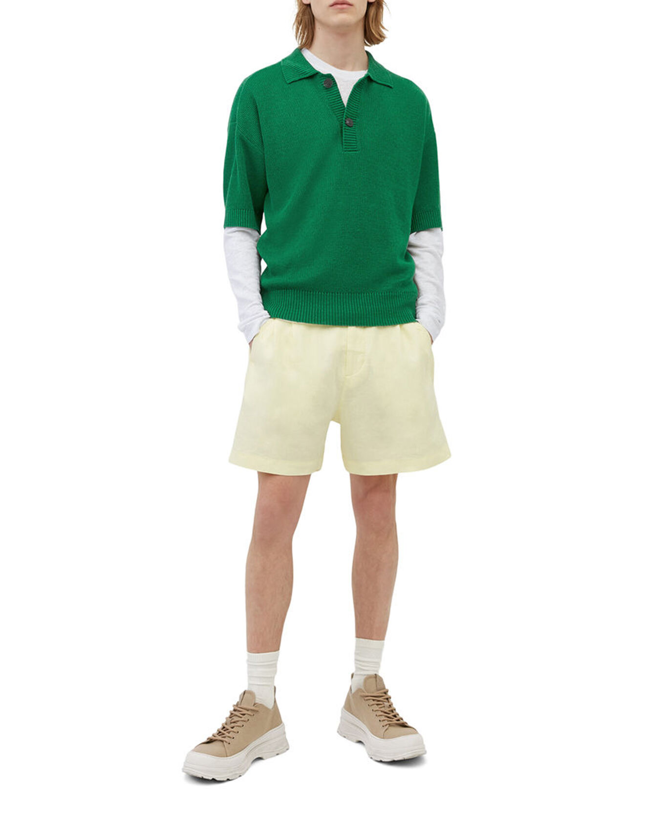 Marc O'Polo Polo 100% Lin manches courtes Maille vert emeraude