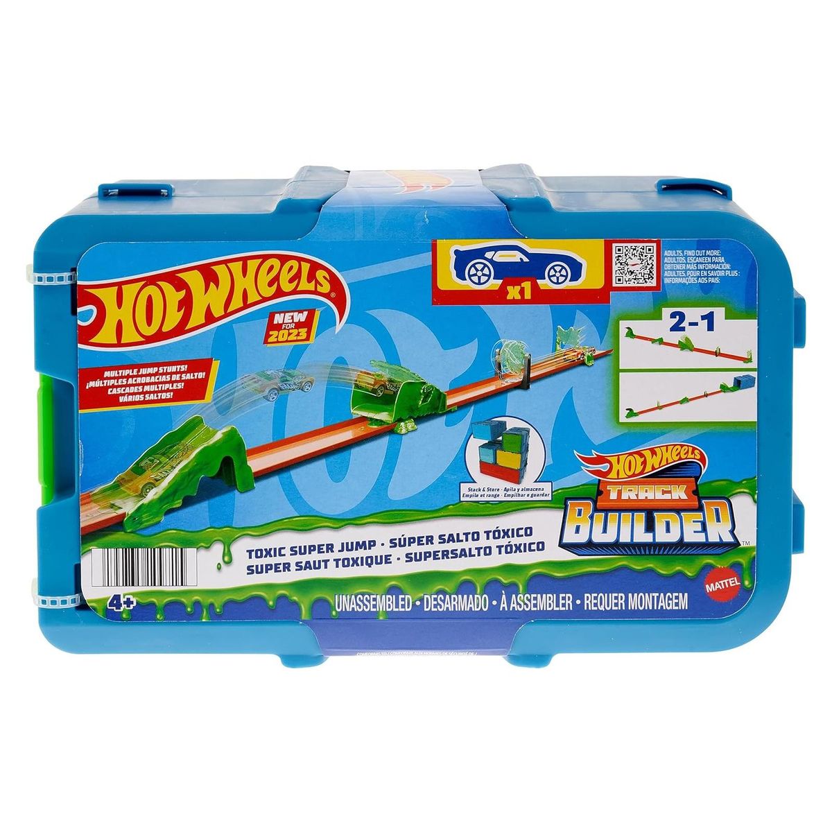Mattel HKX47 - Hot Wheels - Track Builder - Super-Sprung Trackset mit Rampe