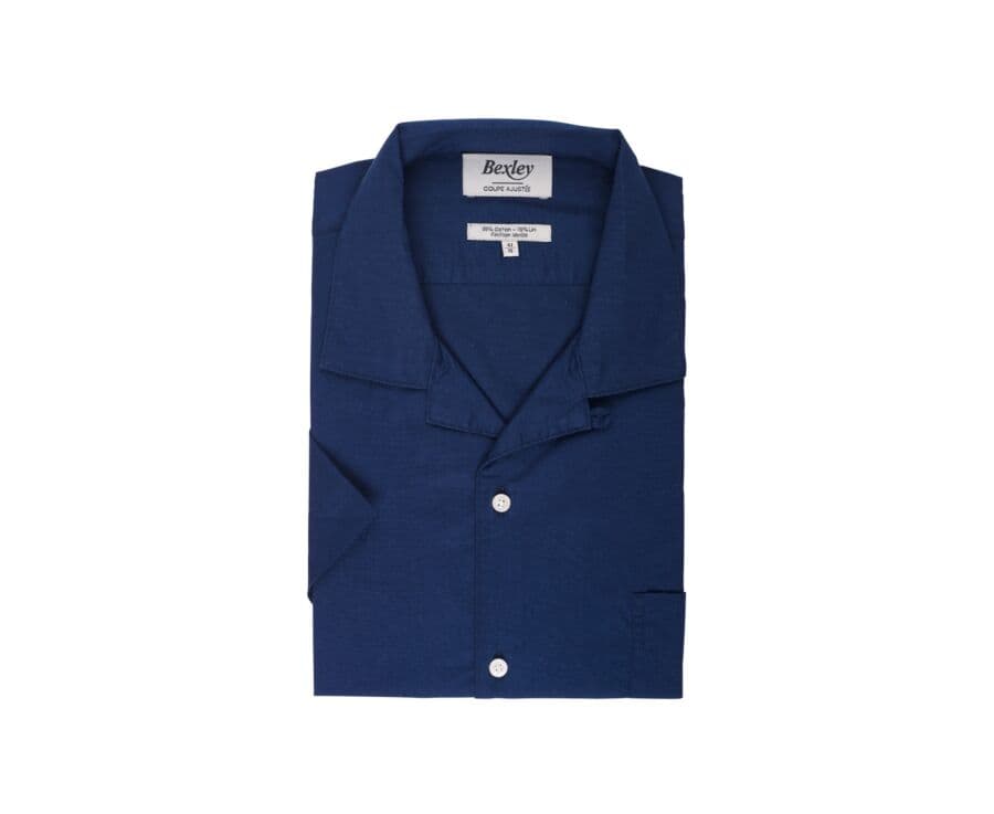 Chemise manches courtes coton lin Navy - CAYLE MC