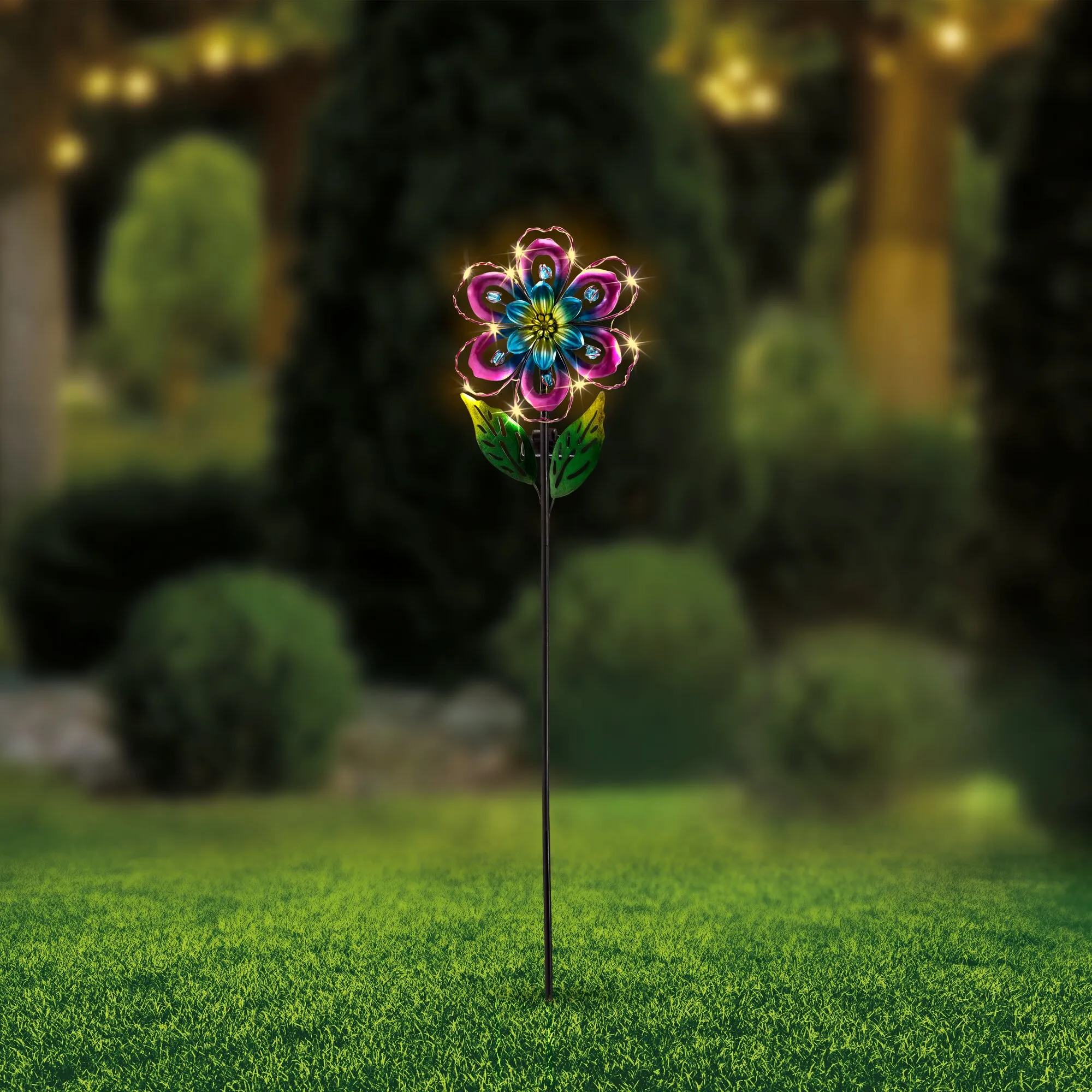 Solarstab mit Metall-Blume, ca. 19x6x90cm