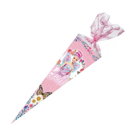 Nestler Schultüte Barbie mit Stoffblumen Feenprinzessin, Organzaverschluss 70cm rund