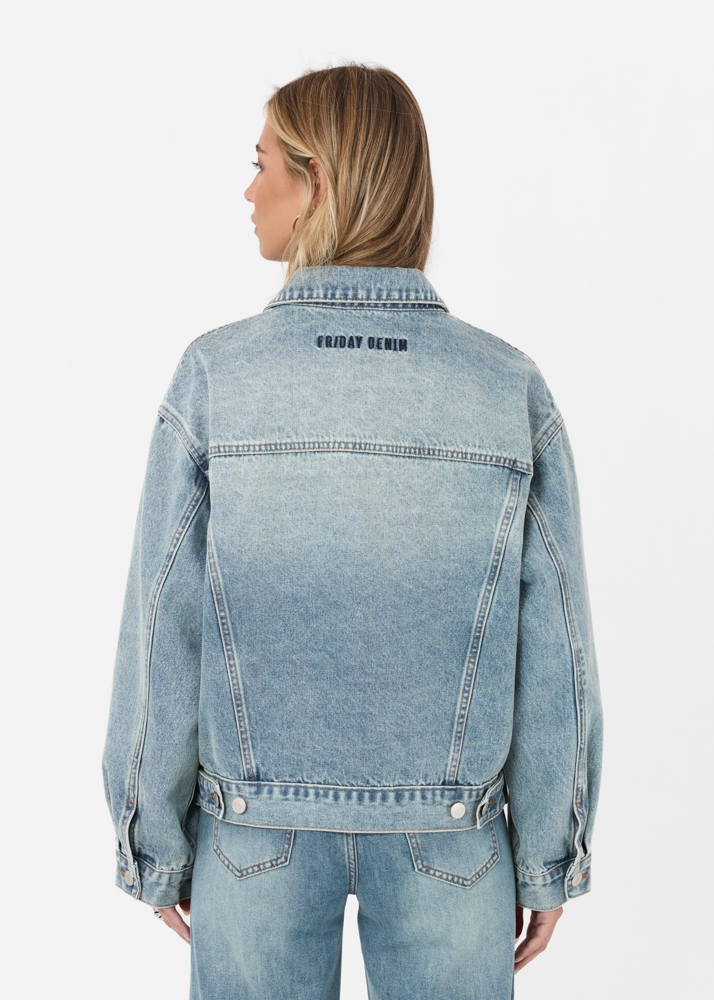 Boxy denim jacket smokey blauw