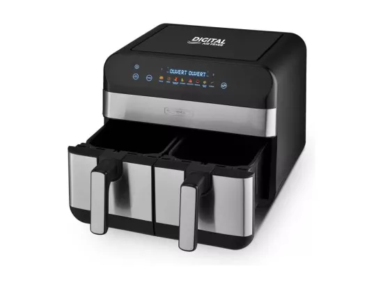 Friteuse Sans Huile Avec Deux Cuves 8 Programmes Airflow 9 De Kitchencook