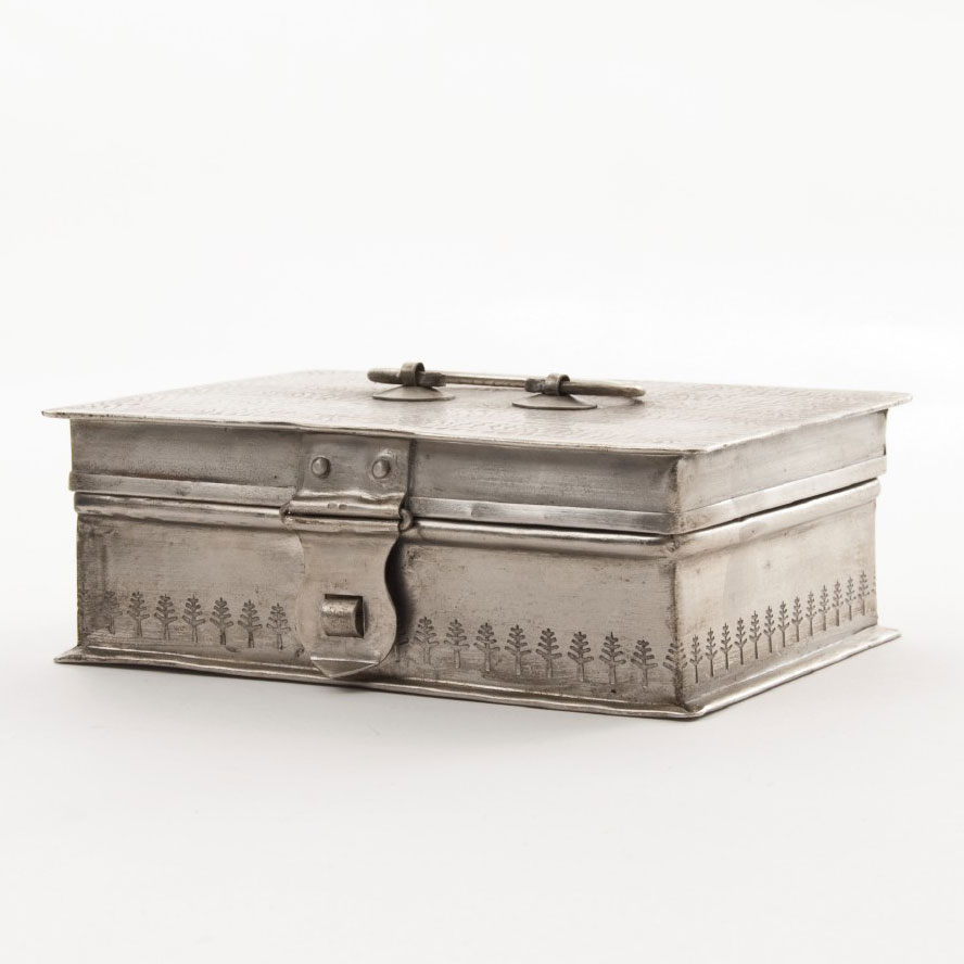 rechteckige Metallschatulle, vernickelt, silber, B 17 cm, L 12 cm, H 6,5 cm von fischer's lagerhaus