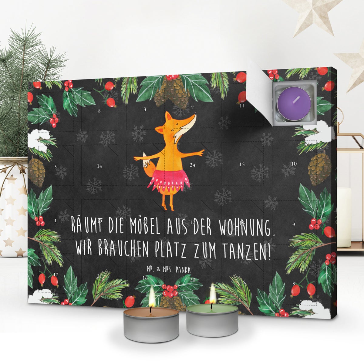 Mr. & Mrs. Panda Geurkaars Adventskalender Fox Ballerina - Zwart