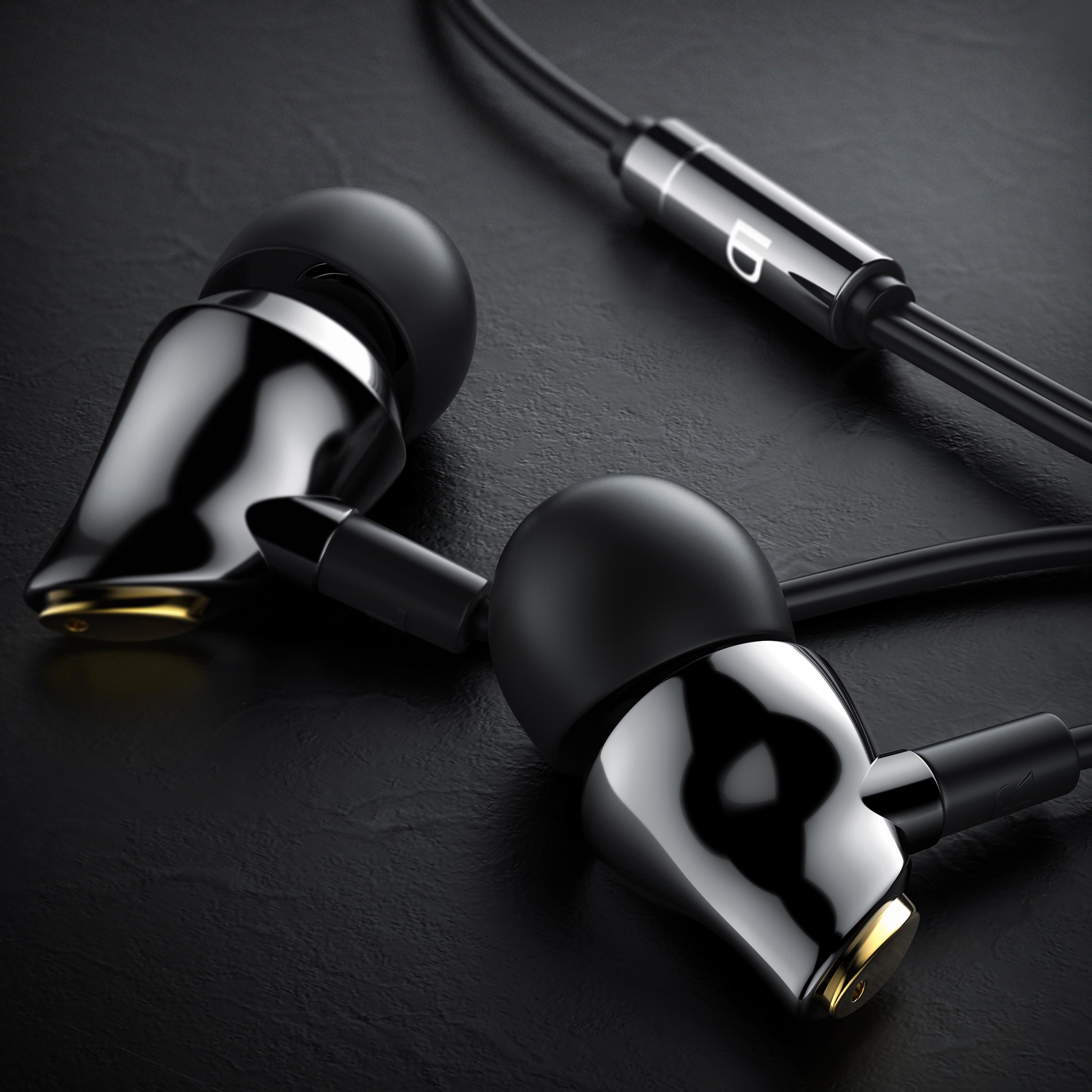 LIAM&DAAN In-Ear-Kopfhörer, High End Ceramic InEar 8mm Treiber / Aramid Kabel / Knickschutz, gold/schwarz