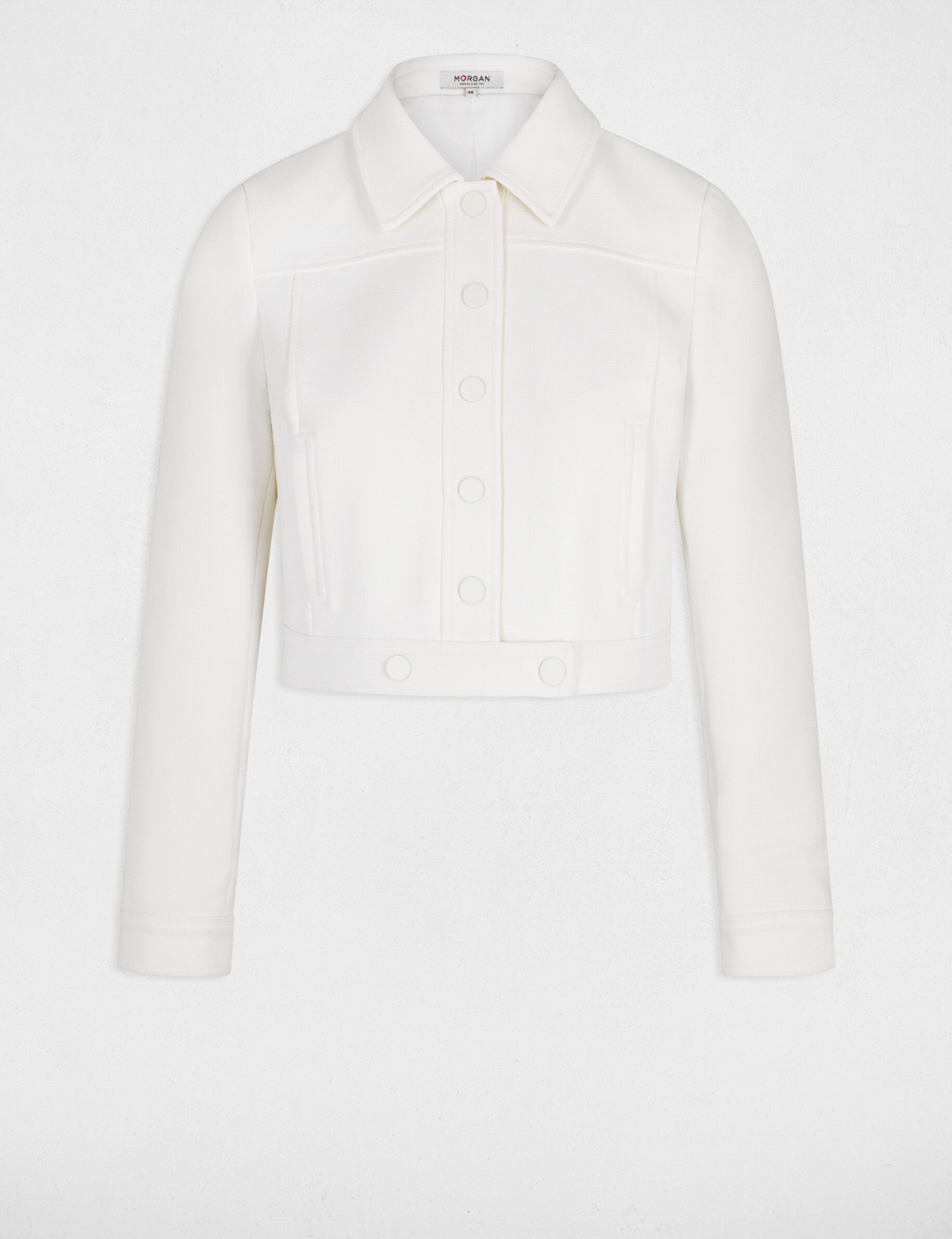 Blouson court droit boutonné ecru femme - ecru