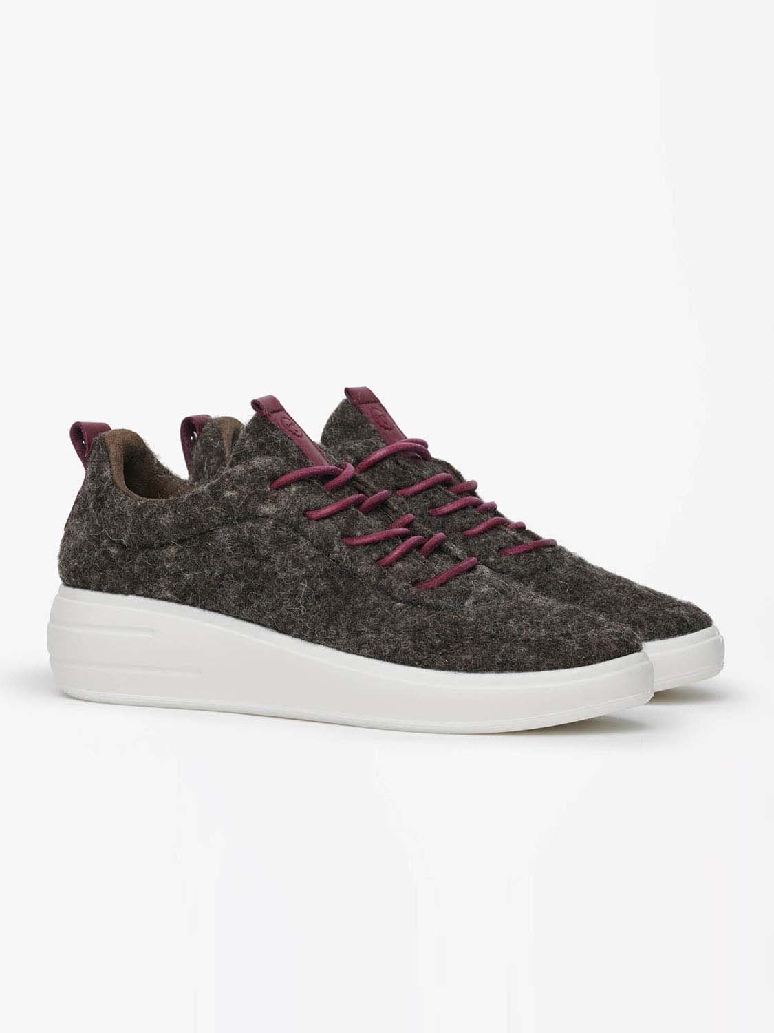 Baskets Femme Fabriquées En France En Laine Gris Foncé