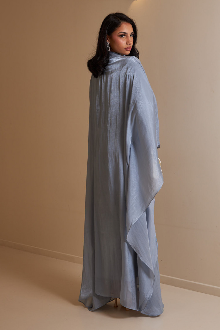 Ensemble 2 pièces robe + gilet à enfiler satiné bleu