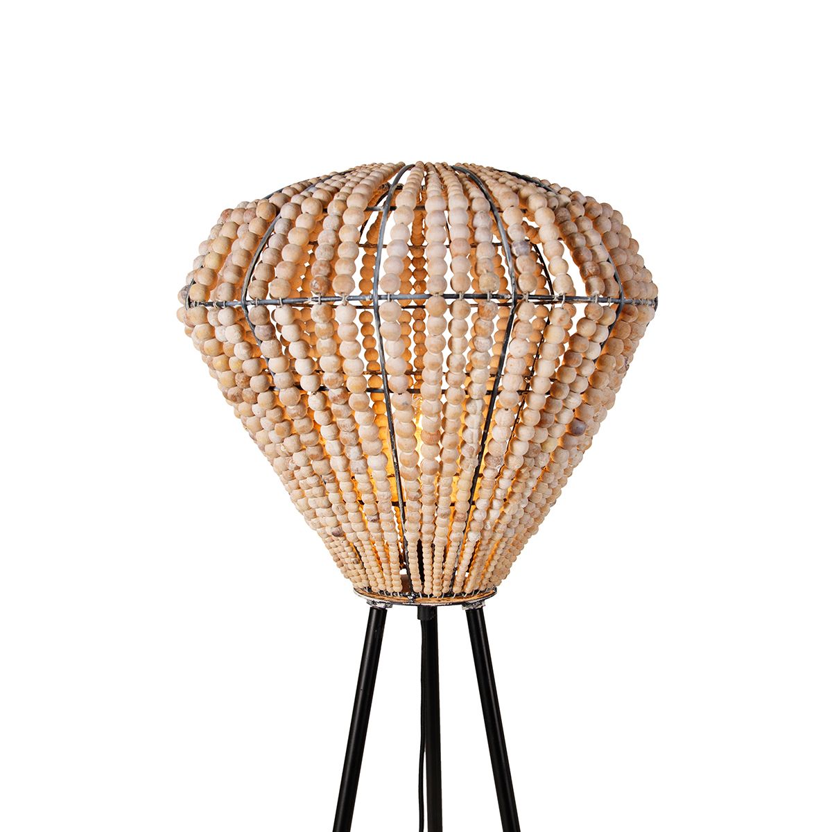 Oosterse vloerlamp beige met kralen - Moti