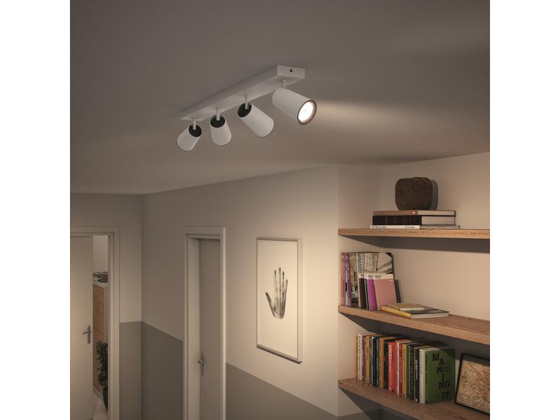 Philips Aufbauspot Paisley, 4 x GU10, 5.5 W, Weiss MyLiving Aufbauleuchte mit beweglichem Leuchtenkopf