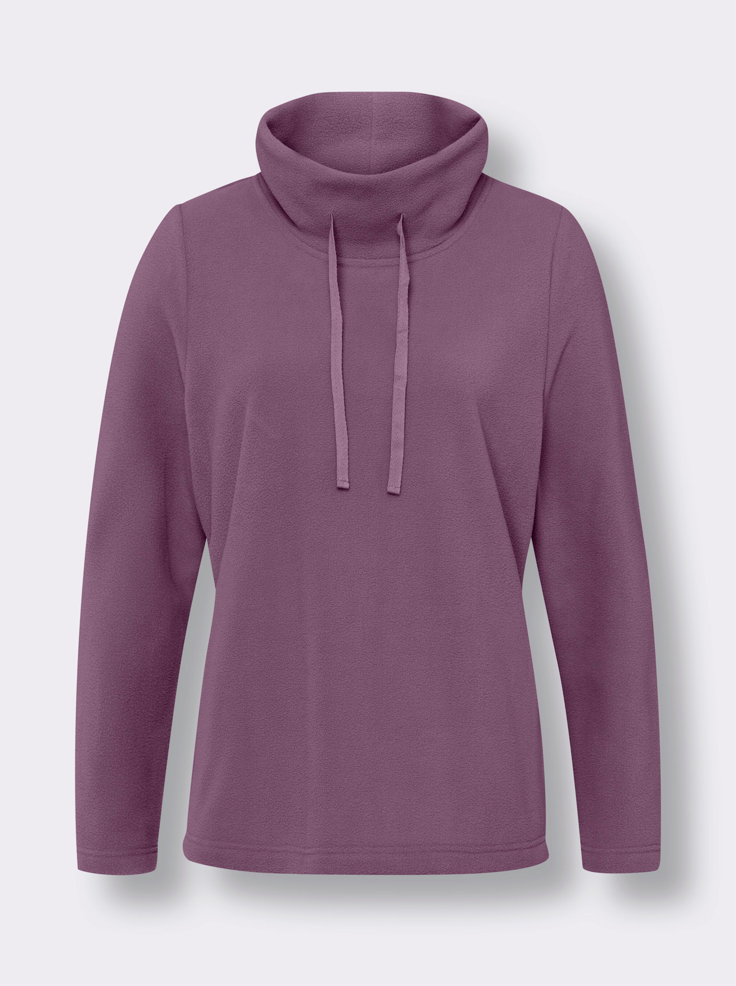 Fleeceshirt mit halsfernem Rollkragen