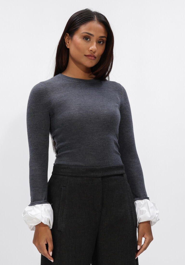 donkergrijze dorothee schumacher trui chic merino pullover