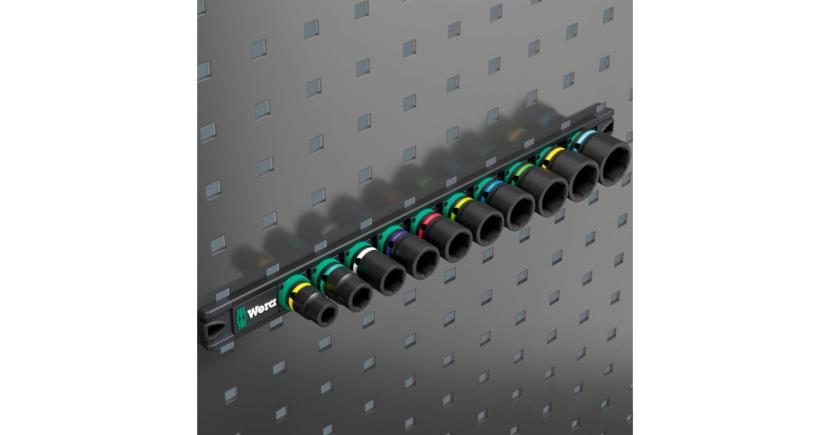 Wera9608 Dop-magneetstrip B Impaktor Imperial 1 dopsleutel  (Zwart/groen, 9‑delig)