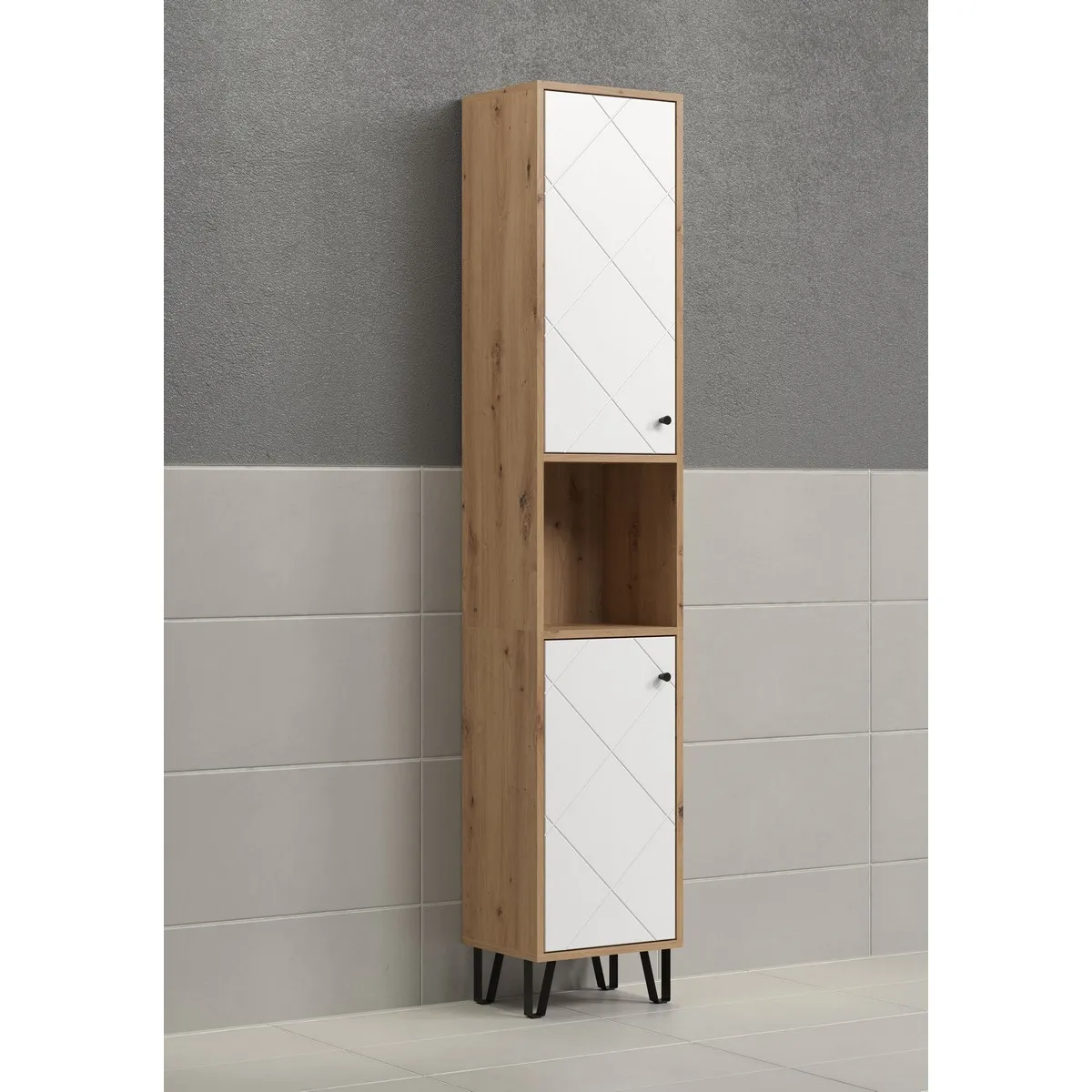 Meuble salle de bain EPIKASA Touch - Blanc et Marron
