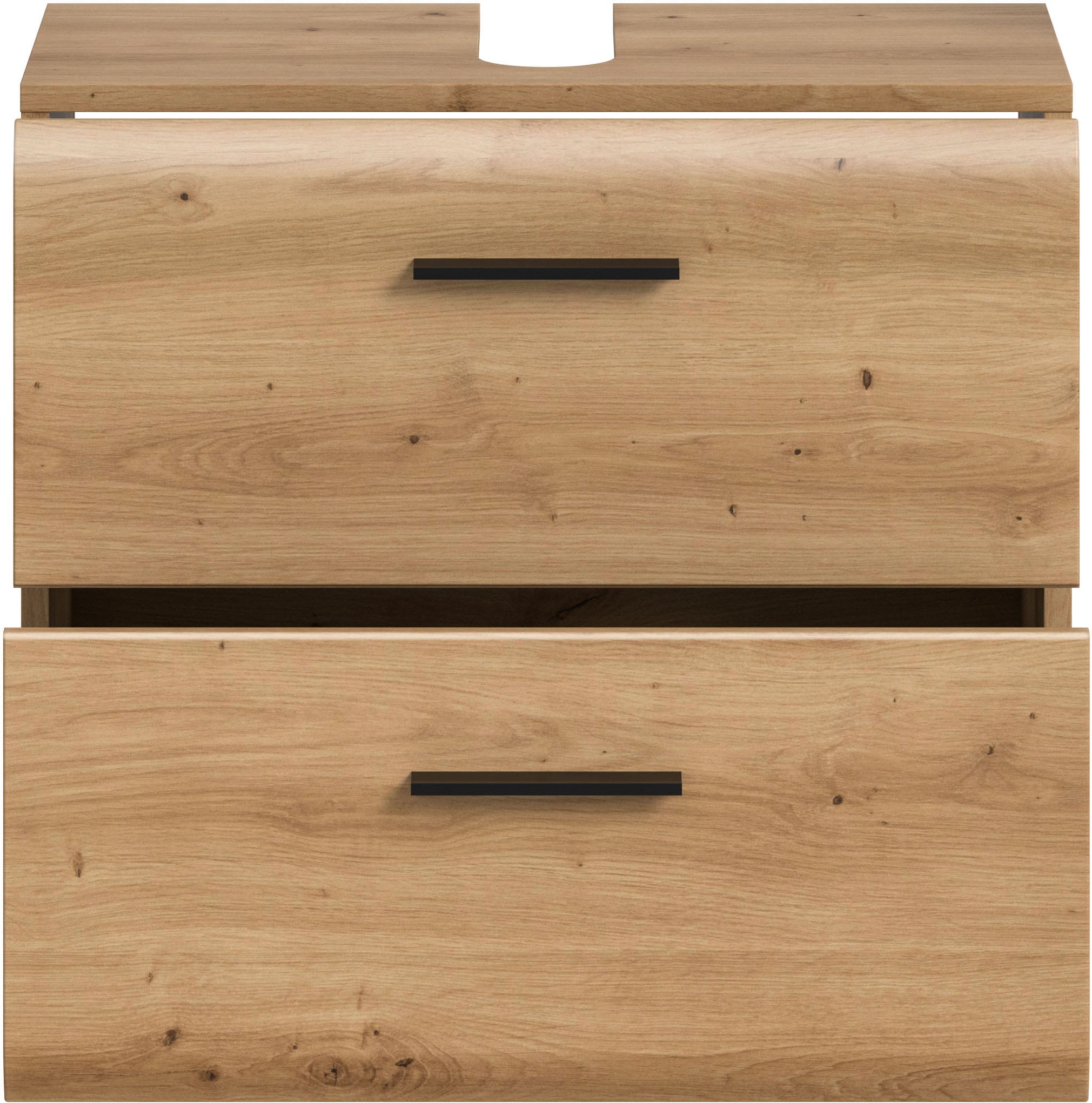 welltime Waschbeckenunterschrank »FLORENZ, TOPSELLER!, Breite 60 cm, 2 Schubkästen,ink. Siphonausschnitt« TOPSELLER!, 1 Stk. tlg. hochwertige MDF Front, Griff schwarz, Badschrank, Bad