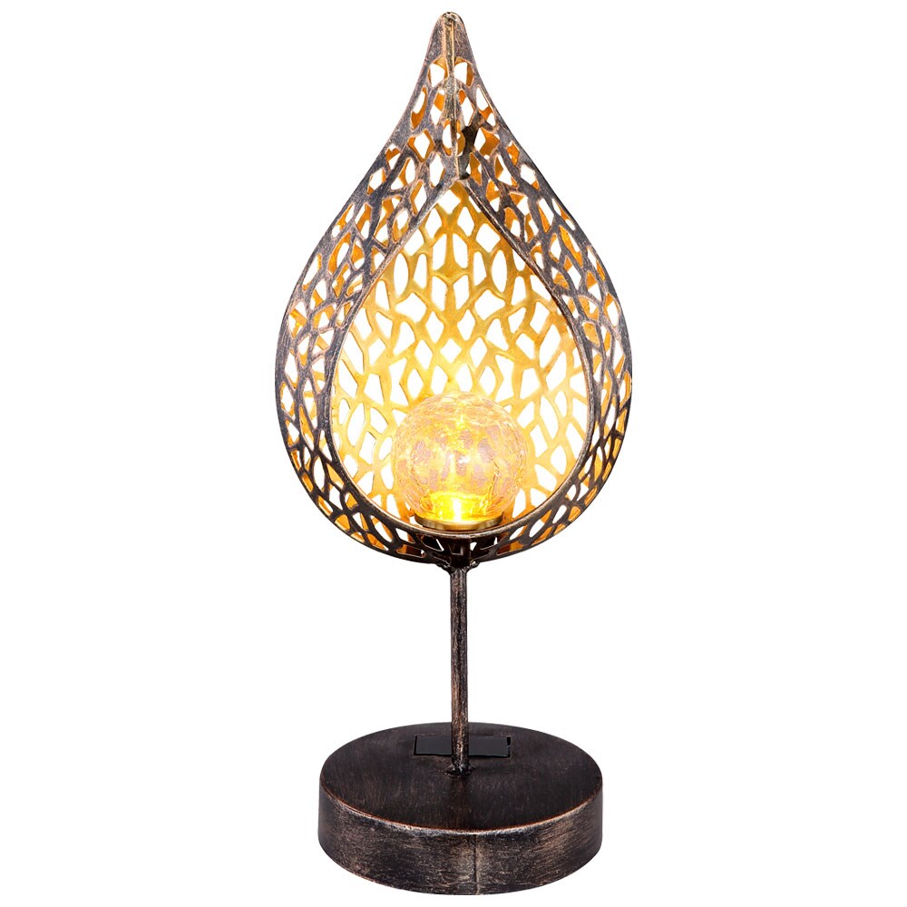 LED Solarleuchte, Feuer-Effekt, Tropfen-Optik, crackle, gold