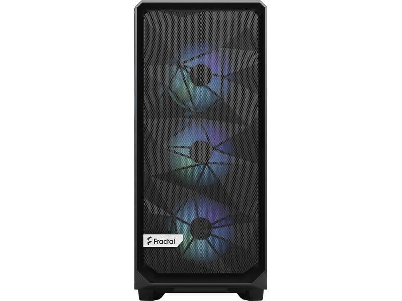 Fractal Design PC-Gehäuse Meshify 2 Compact RGB Schwarz RGB-beleuchtetes Gehäuse mit rahmenloses Seitenfenster und mit einem eleganten Mesh-Design
