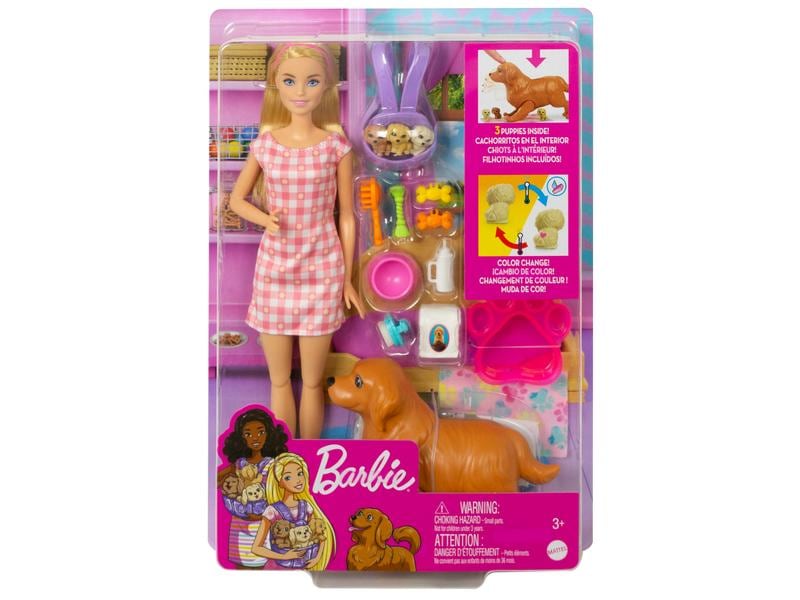 Barbie Spielset Puppe mit Hund und Welpen Barbie Welpen-Spielset