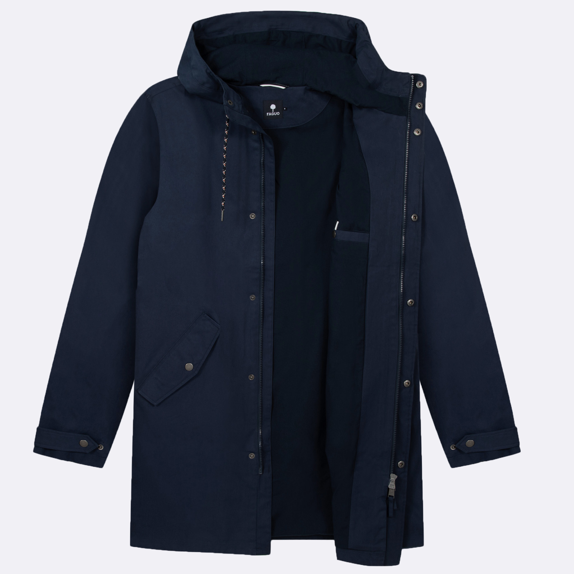 Impermeable bleu marine végan en coton et polyamide recyclé - modèle Gresigne