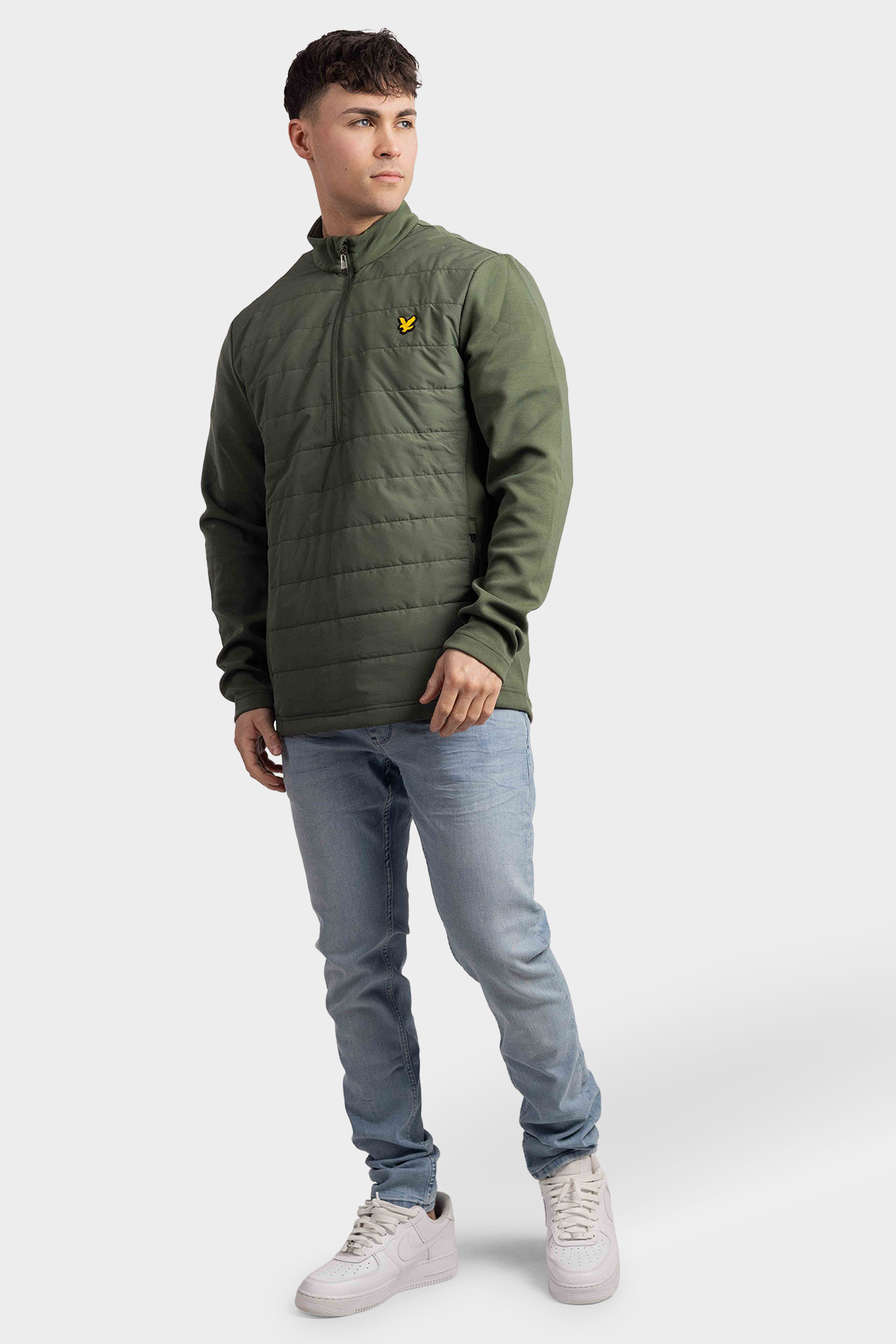 Lyle & Scott 1/4 Zip Baffle Quilted Jas Groen