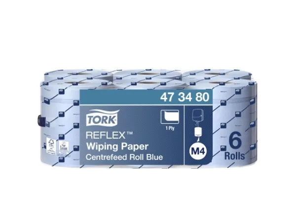 Håndklæderulle Tork Reflex Ø19cmx269,8m Papir 1-lag FSC blå med hylse,6 stk/krt