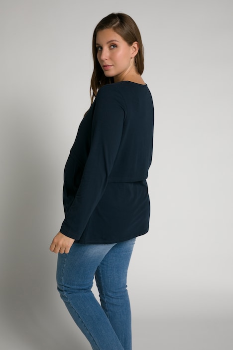 Bellieva-Shirt, elastische Raffungen, 3/4-Arm, GOTS