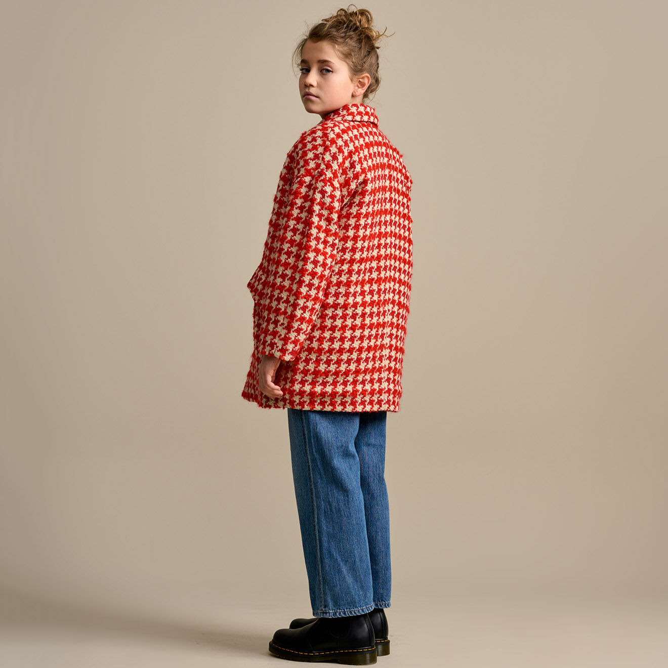 Bellerose Manteau Sybil pied-de-poule rouge/blanc