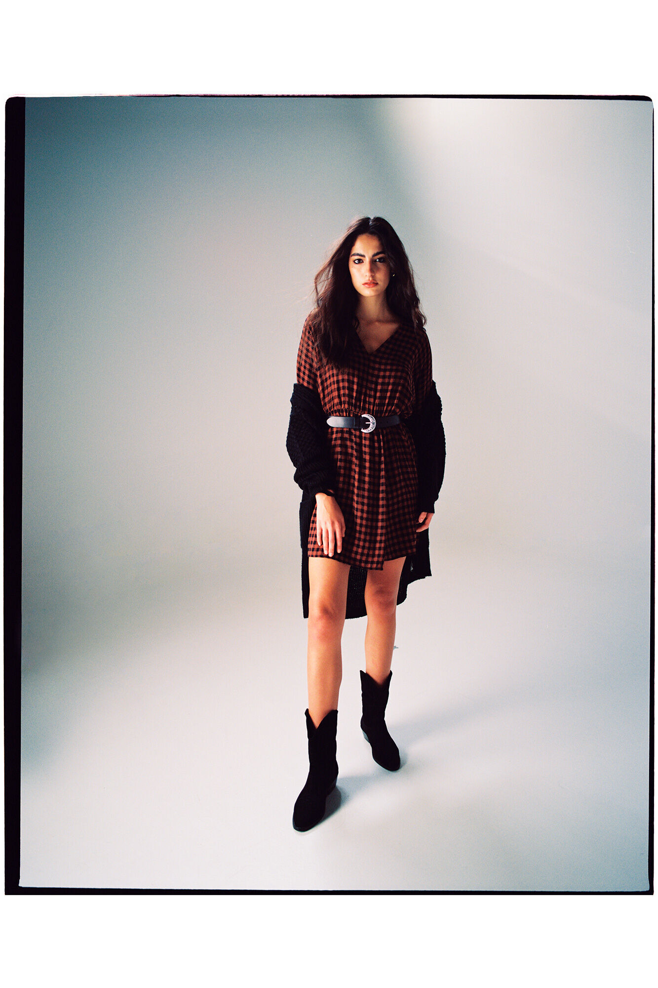 Vestido xadrez - Marrom