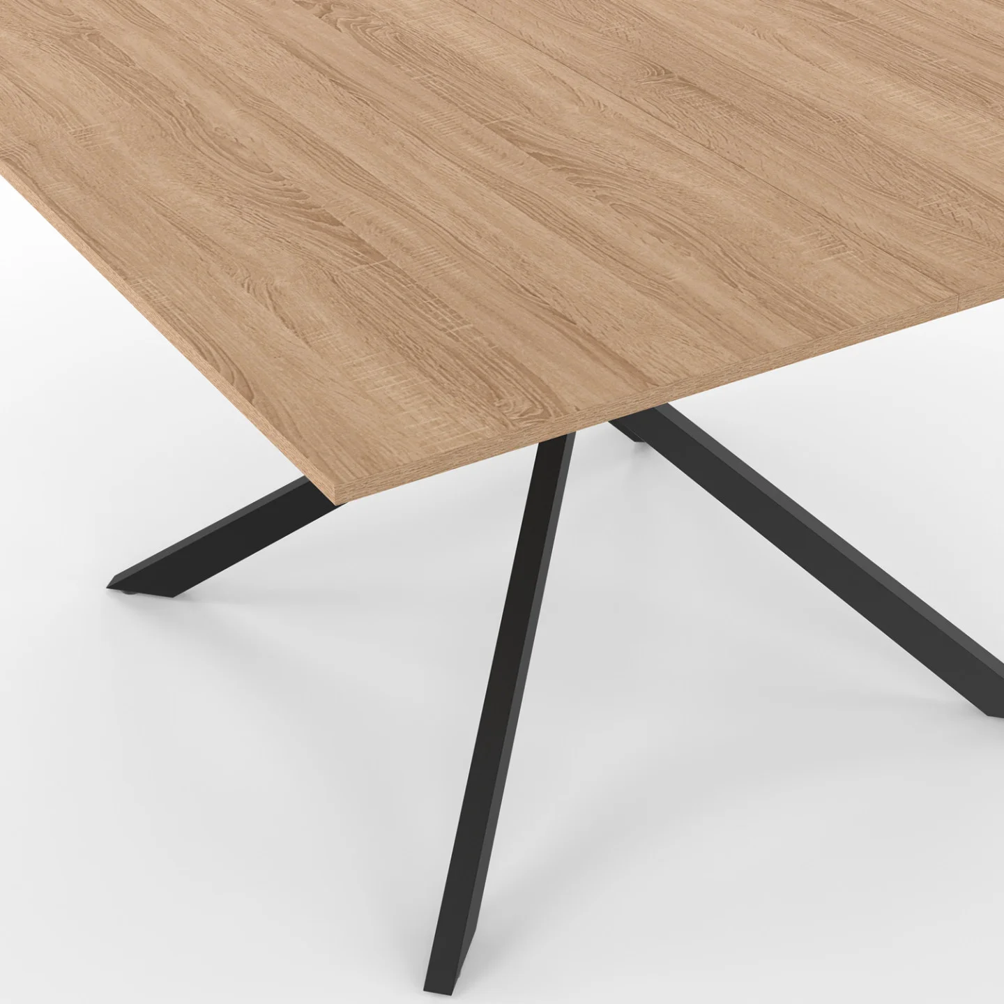 Table à manger carrée ALIX 8 personnes pied araignée bois et noir 120 cm