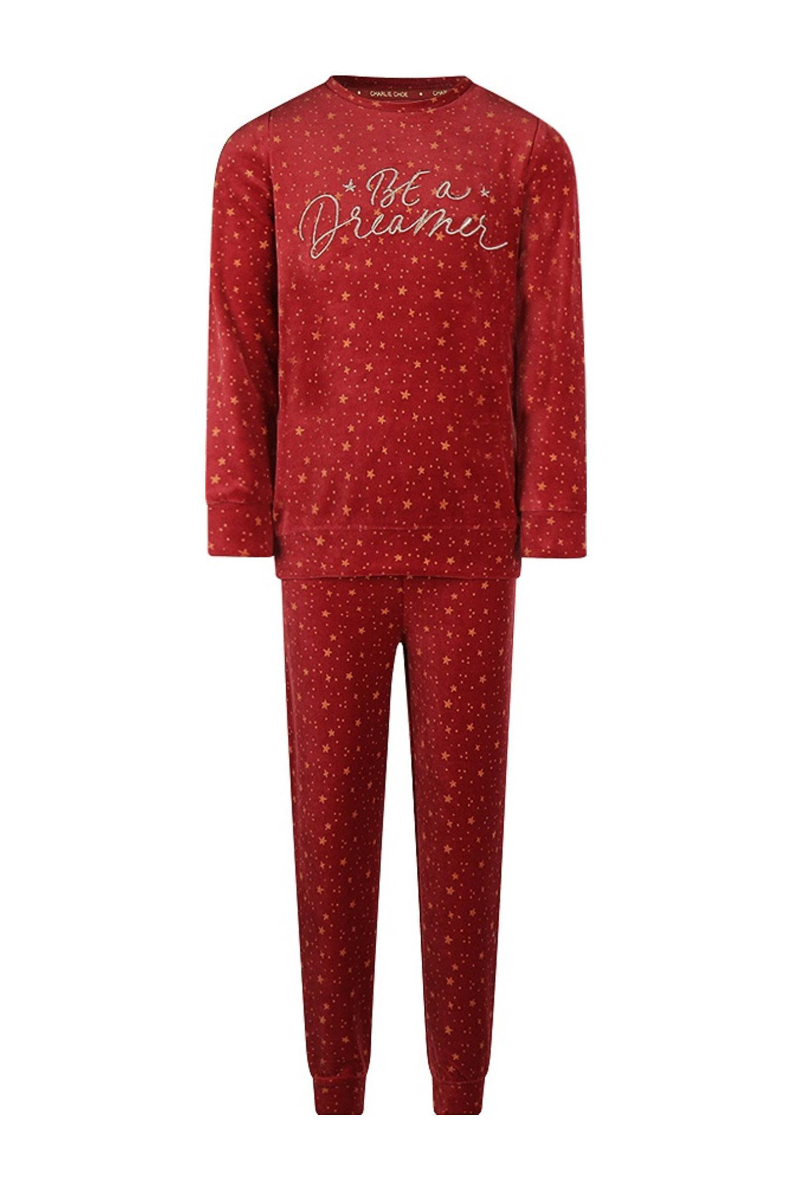 Charlie Choe meisjes pyjama met sterren print donkerrood