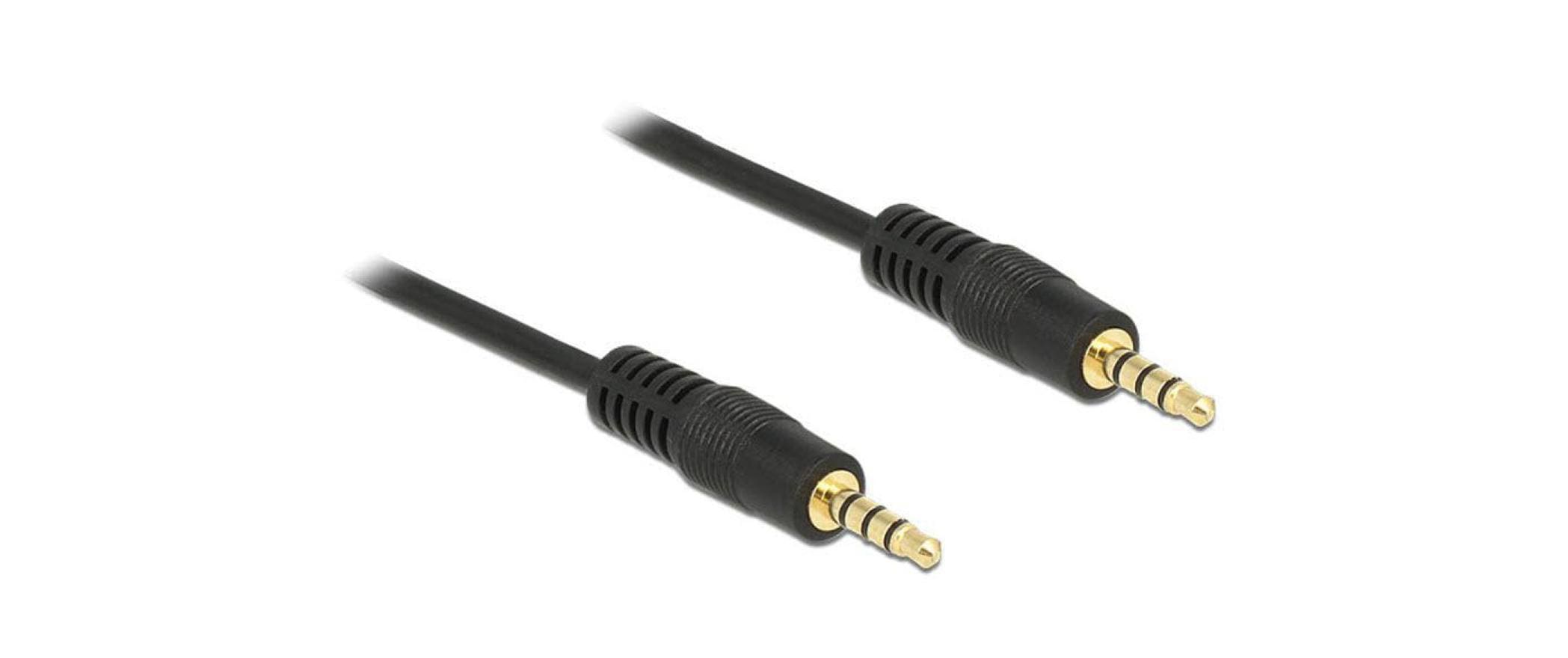 Audio-Kabel 3.5 mm Klinke - 3.5 mm Klinke 5 mDelock Klinkenkabel 3,5 mm 4 Pin Stecker zu Stecker 5 m schwarz