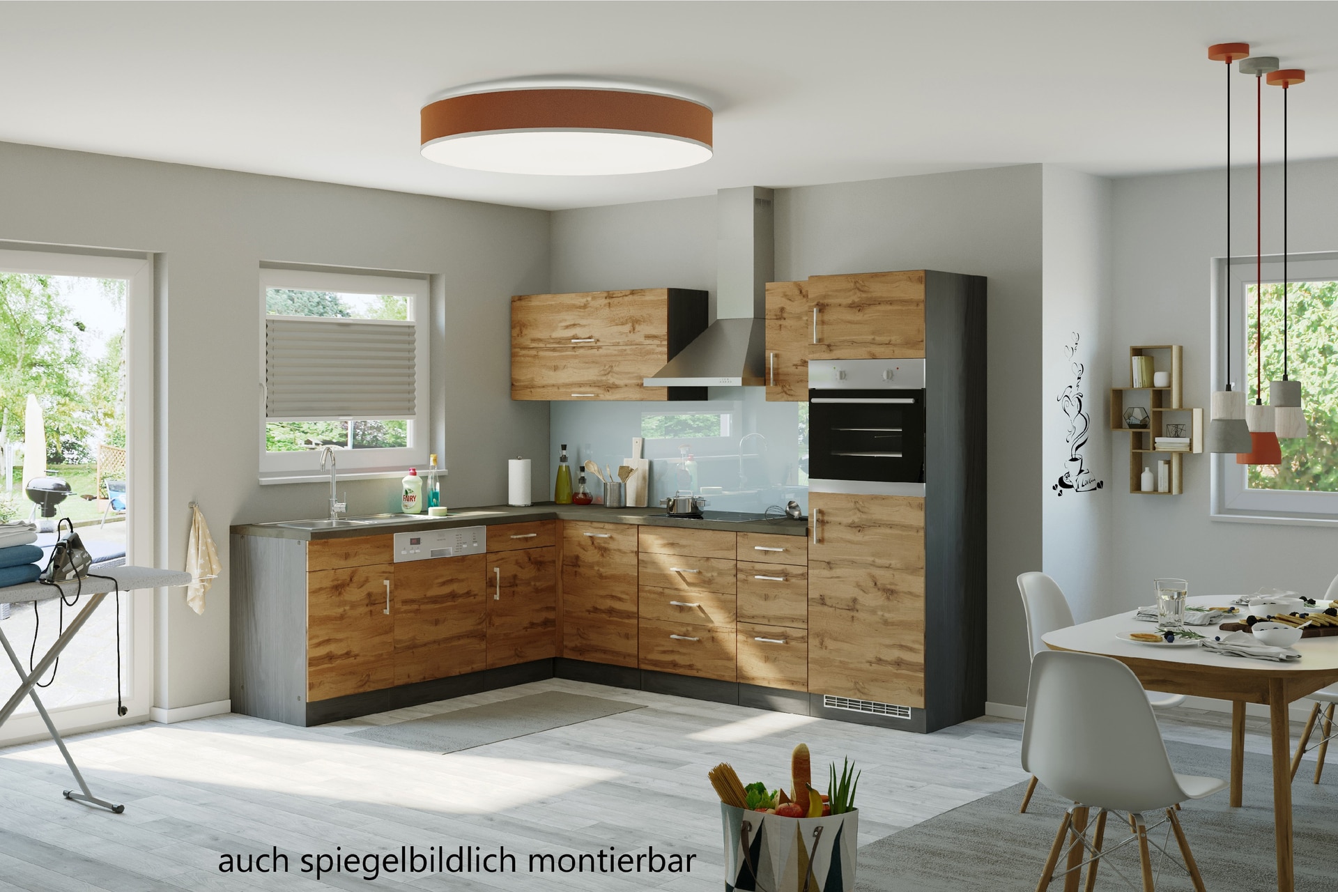 Winkelzeile ODENSE 210 x 270 cm Gaphit/ Wotan-Eiche Dekor