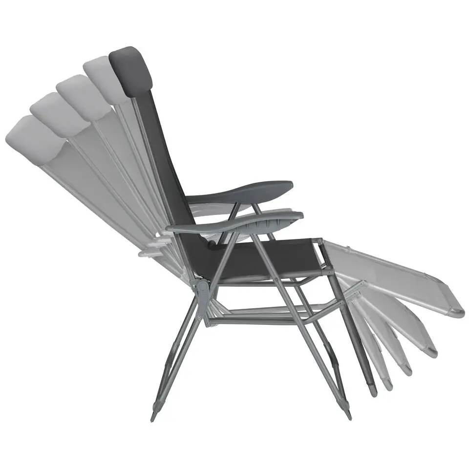 tectake Set van 2 aluminium tuinstoelen inklapbaar met hoofdsteun en voetensteun