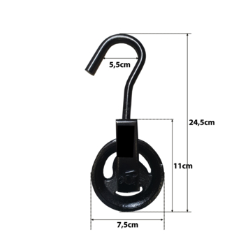 Ledent katrol haak metaal 75 mm